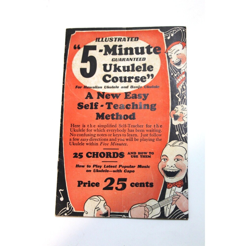 Vintage 1927 Illustrated 5-Minute Guaranteed Ukulele Course Music Instruction